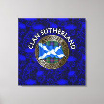 Clan Sutherland Crest & Tartan Knot op Thistle