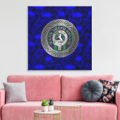 Clan Sutherland Crest & Tartan Knot op Thistle Canvas Afdruk (Insitu (Woonkamer))