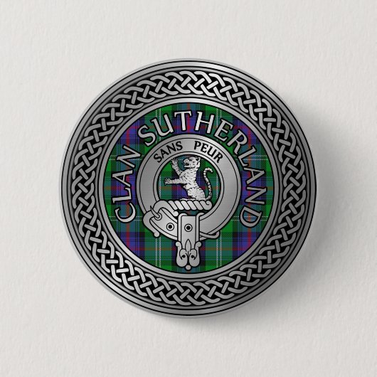 Clan Sutherland Crest & Tartan Knot Ronde Button 5,7 Cm (Voorkant)