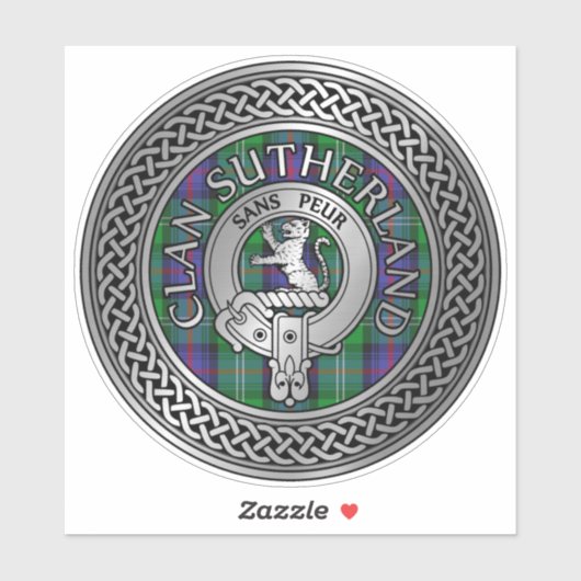 Clan Sutherland Crest & Tartan Knot Sticker (Vel)