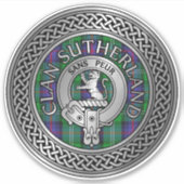 Clan Sutherland Crest & Tartan Knot Sticker (Voorkant)