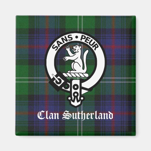 Clan Sutherland Crest & Tartan Magneet (Voorkant)