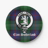 Clan Sutherland Crest & Tartan Paper Bord (Voorkant)