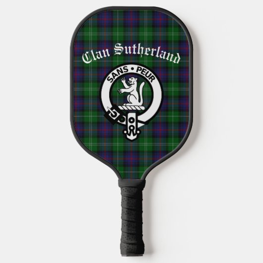 Clan Sutherland Crest & Tartan Pickleball Paddle (Voorkant)