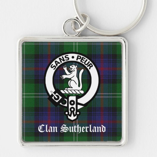 Clan Sutherland Crest & Tartan Sleutelhanger (Voorkant)