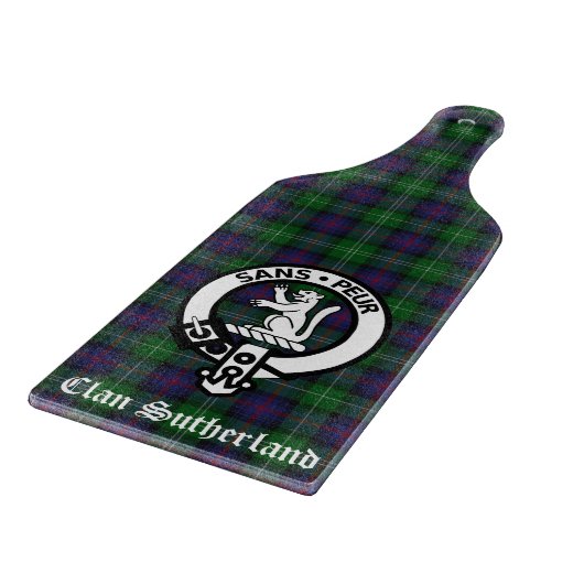 Clan Sutherland Crest & Tartan Snijplank (Hoek)