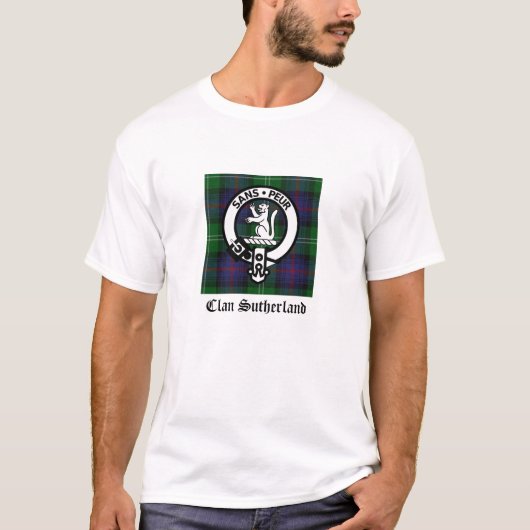 Clan Sutherland Crest & Tartan T-shirt (Voorkant)