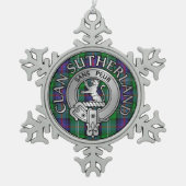 Clan Sutherland Crest & Tartan Tin Sneeuwvlok Ornament (Voorkant)