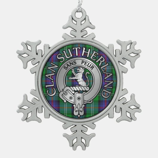Clan Sutherland Crest & Tartan Tin Sneeuwvlok Ornament (Voorkant)