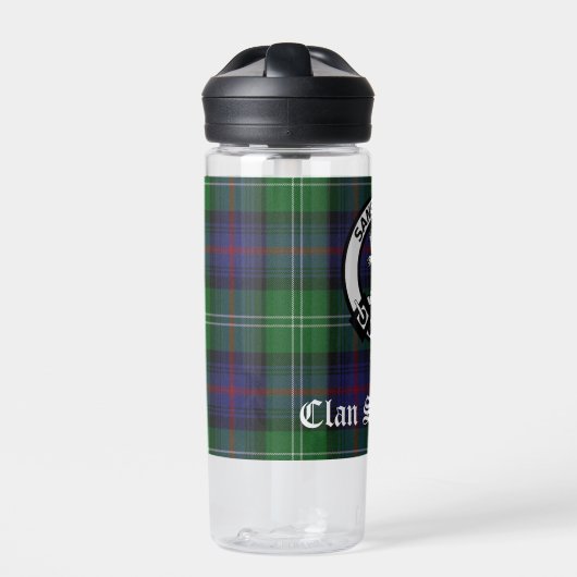 Clan Sutherland Crest & Tartan Waterfles (Voorkant)