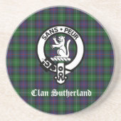 Clan Sutherland Crest & Tartan Zandsteen Onderzetter (Voorkant)
