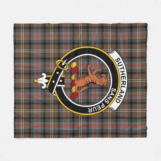Clan Sutherland II Weathered Tartan Pset Fleece Deken (Voorkant (Horizontaal))