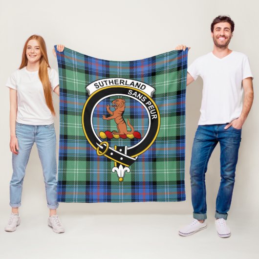 Clan Sutherland Oude Ancient II Tartan Plaid Fleece Deken (In situ)