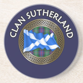 Clan Sutherland Schotse Knoop & Vlag Zandsteen Onderzetter