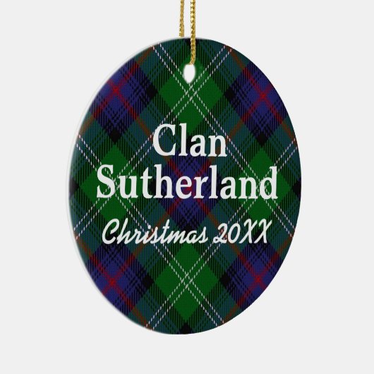 Clan Sutherland Scottish Tartan Keramisch Ornament (Rechts)