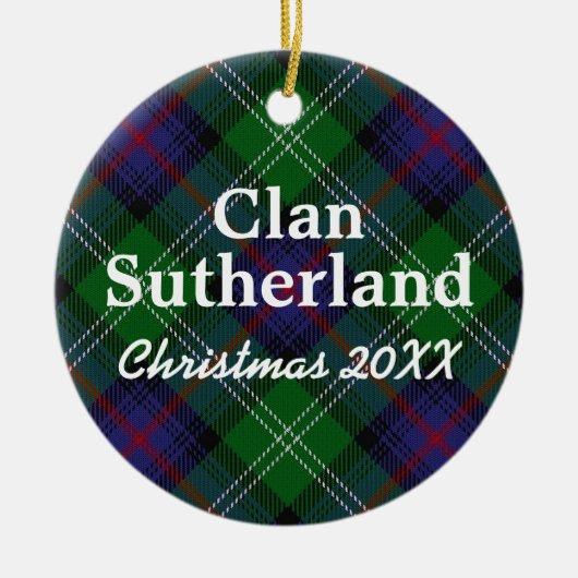 Clan Sutherland Scottish Tartan Keramisch Ornament (Voorkant)