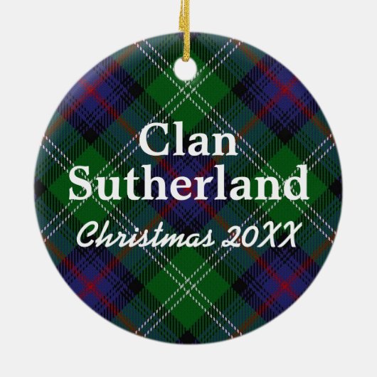 Clan Sutherland Scottish Tartan Keramisch Ornament (Achterkant)