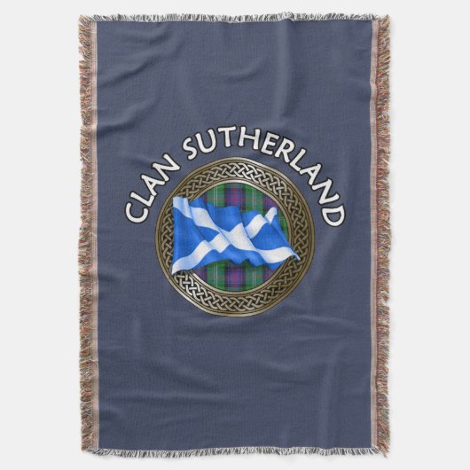 Clan Sutherland Tartan Knot & Flag Deken (Voorkant Verticaal)