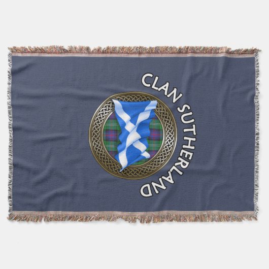Clan Sutherland Tartan Knot & Flag Deken (Voorkant)