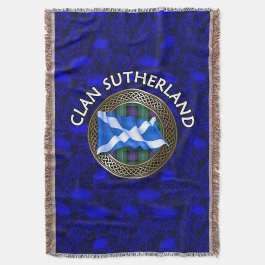 Clan Sutherland Tartan Knot & Flag Deken (Voorkant Verticaal)