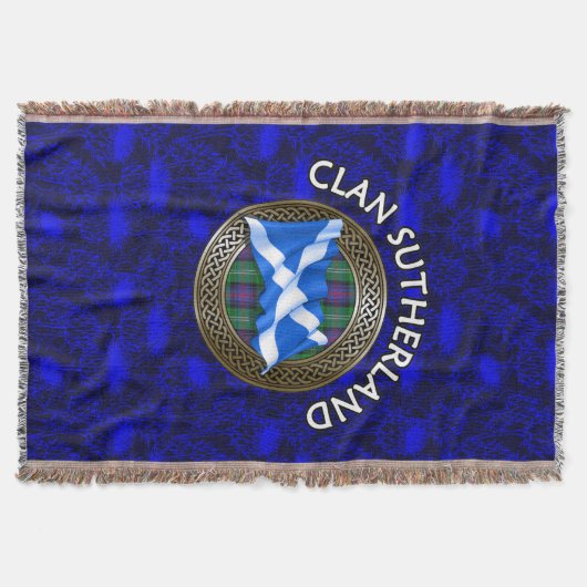 Clan Sutherland Tartan Knot & Flag Deken (Voorkant)