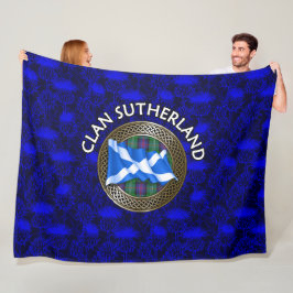 Clan Sutherland Tartan Knot & Flag Fleece Deken
