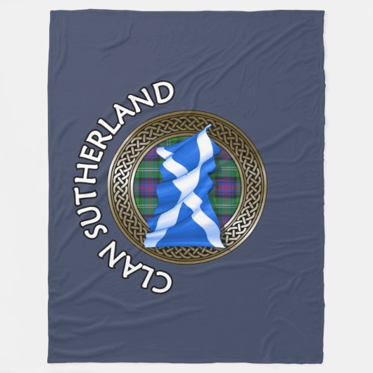 Clan Sutherland Tartan Knot & Flag Fleece Deken (Voorkant)