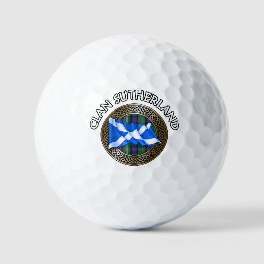 Clan Sutherland Tartan Knot & Flag Golfballen (Voorkant)