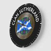 Clan Sutherland Tartan Knot & Flag Grote Klok (Hoek)