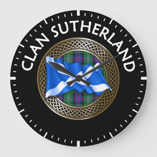 Clan Sutherland Tartan Knot & Flag Grote Klok (Voorkant)