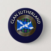Clan Sutherland Tartan Knot & Flag Ronde Button 5,7 Cm (Voorkant)