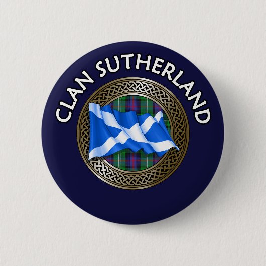 Clan Sutherland Tartan Knot & Flag Ronde Button 5,7 Cm (Voorkant)