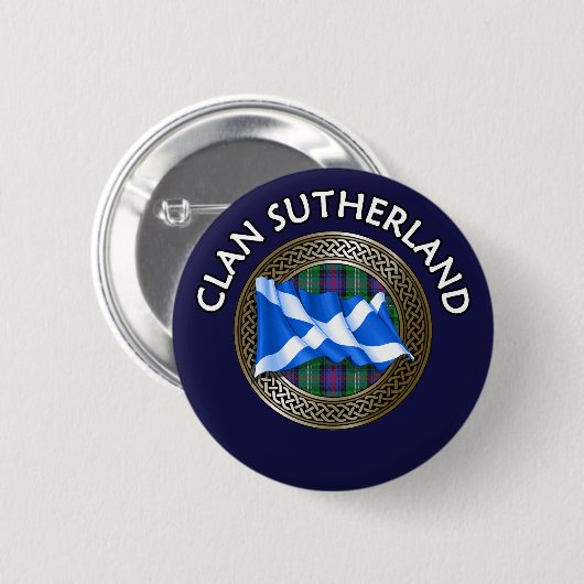Clan Sutherland Tartan Knot & Flag Ronde Button 5,7 Cm (Voorkant /achterkant)