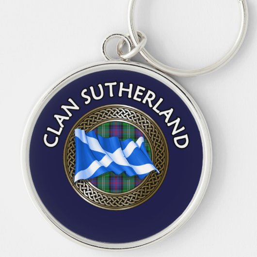 Clan Sutherland Tartan Knot & Flag Sleutelhanger (Voorkant)