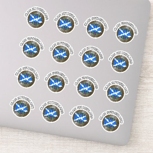 Clan Sutherland Tartan Knot & Flag Sticker (Detail)