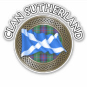 Clan Sutherland Tartan Knot & Flag Sticker (Voorkant)