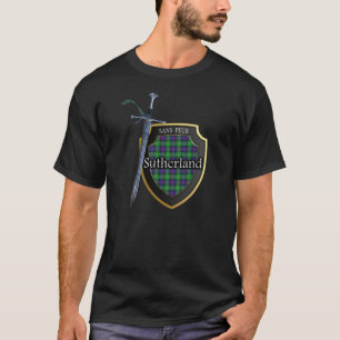 Clan Sutherland Tartan Scottish Shield & Sword T-shirt