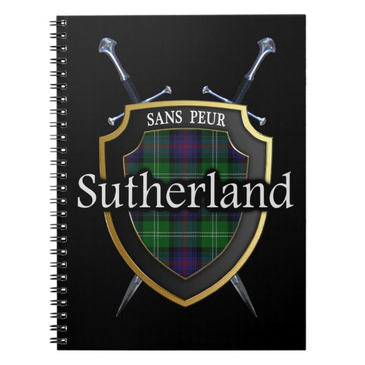 Clan Sutherland Tartan Shield & Swords Notitieboek (Voorkant)