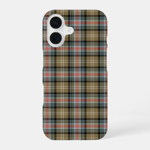 Clan Sutherland Tartan Tan en Zwarte Schotse ruit iPhone 16 Hoesje