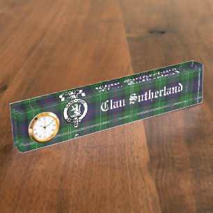 Clan Sutherland Wapen & Tartan Klok Onderzetter Naambordje