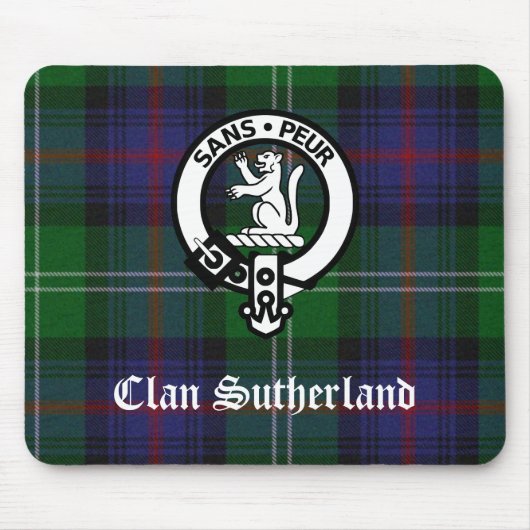 Clan Sutherland Wapen & Tartan Muismat (Voorkant)
