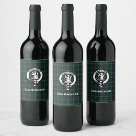 Clan Sutherland Wapen & Tartan Wijn Etiket