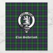 Clan Sutherland Wapen & Tartan Wijn Etiket (Enkel label)