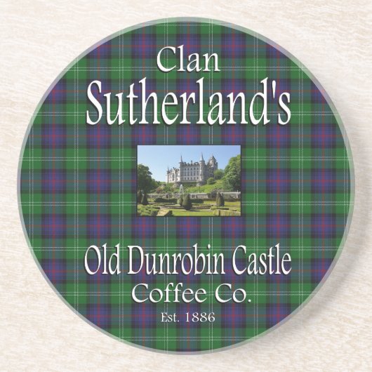 Clan Sutherland's Old Dunrobin Castle Coffee Co. Zandsteen Onderzetter (Voorkant)