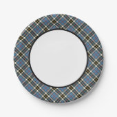 Clan Thompson Blauwe Jurk Tartan Border Papieren Bordje (Voorkant)