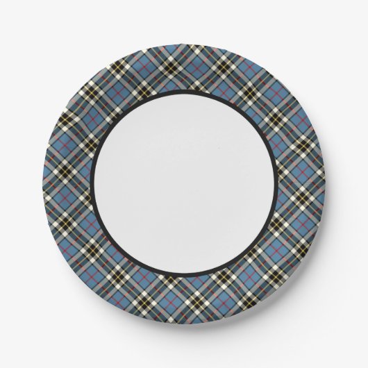 Clan Thompson Blauwe Jurk Tartan Border Papieren Bordje (Voorkant)