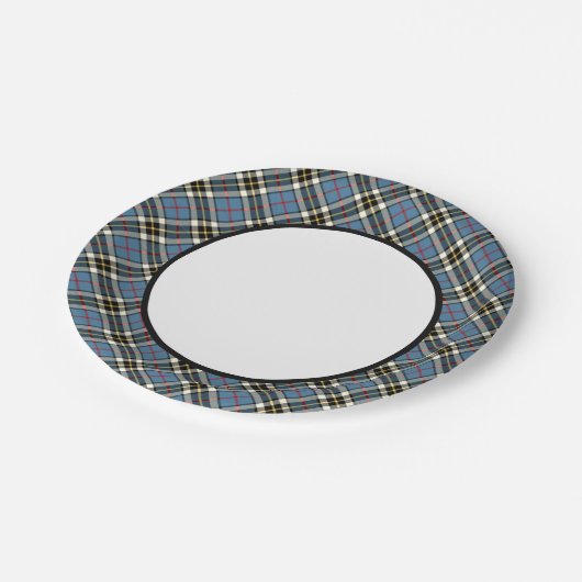Clan Thompson Blauwe Jurk Tartan Border Papieren Bordje (Gekanteld)