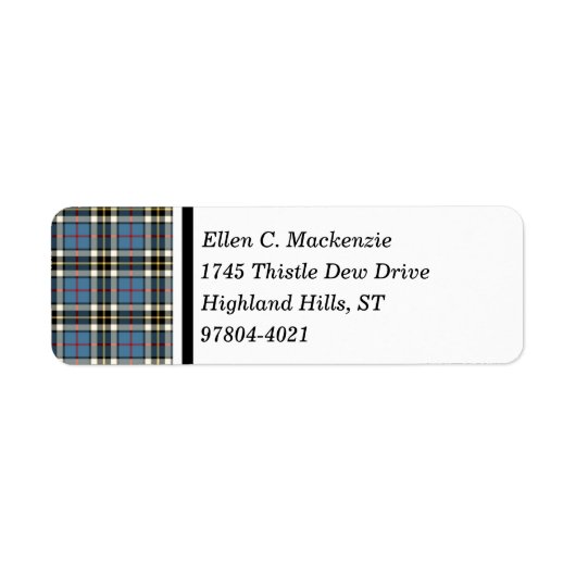 Clan Thompson Blauwe Jurk Tartan Etiket (Voorkant)