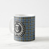 Clan Thompson Blue Dress Tartan Monogram Koffiemok (Voorkant links)