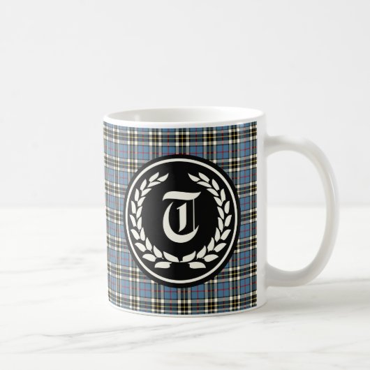Clan Thompson Blue Dress Tartan Monogram Koffiemok (Rechts)